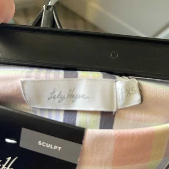 NWT Lady Hagen White Plaid A-Line Skort with Pastel Pink, Blue & Yellow Stripes - Picture 2 of 6